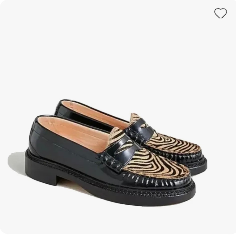 J crew Rowan Penny Loafers in leather and calf hair Size: 7
